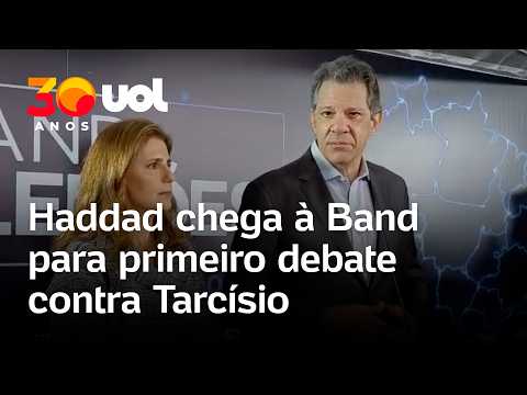 Haddad chega à sede da Band para debater com Tarcísio de Freitas: ‘Quero discutir propostas’