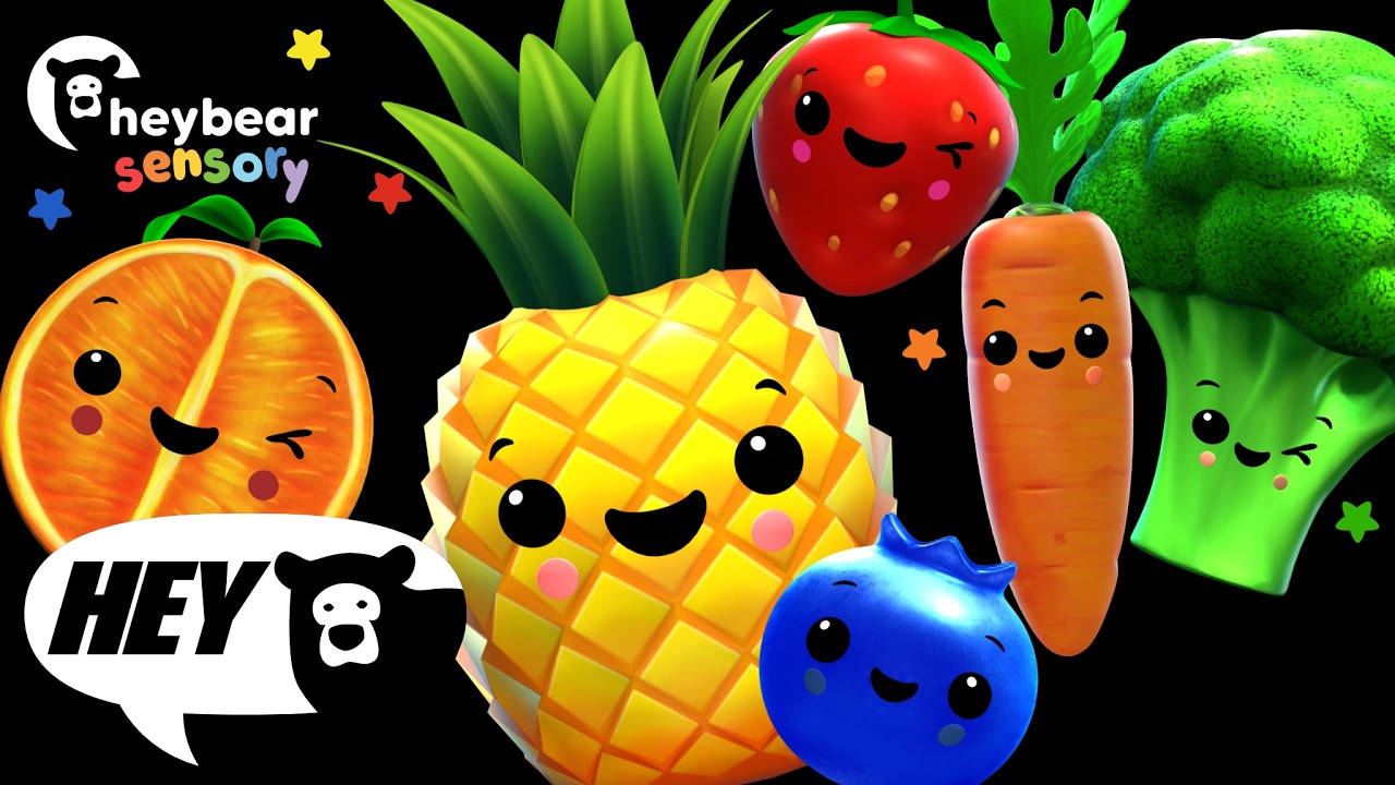 Hey Bear Sensory -Best of Dancing Fruit and Funky Veggies!  Dance Party Video!