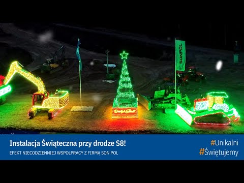 Instalacja świąteczna przy drodze S8.