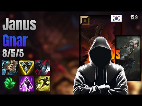 Janus Top Gnar vs Camille lol KR solo rank Full Game 15.9 | 야누스 나르 vs 카밀