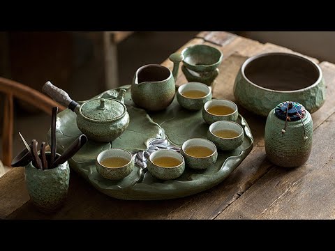 Lotus Japanese Gongfu Tea Set Rough Pottery