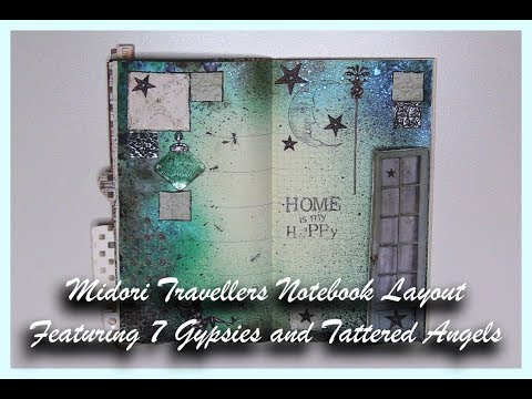 Midori Travellers Notebook Layout Using 7 Gypsies and Tattered Angels