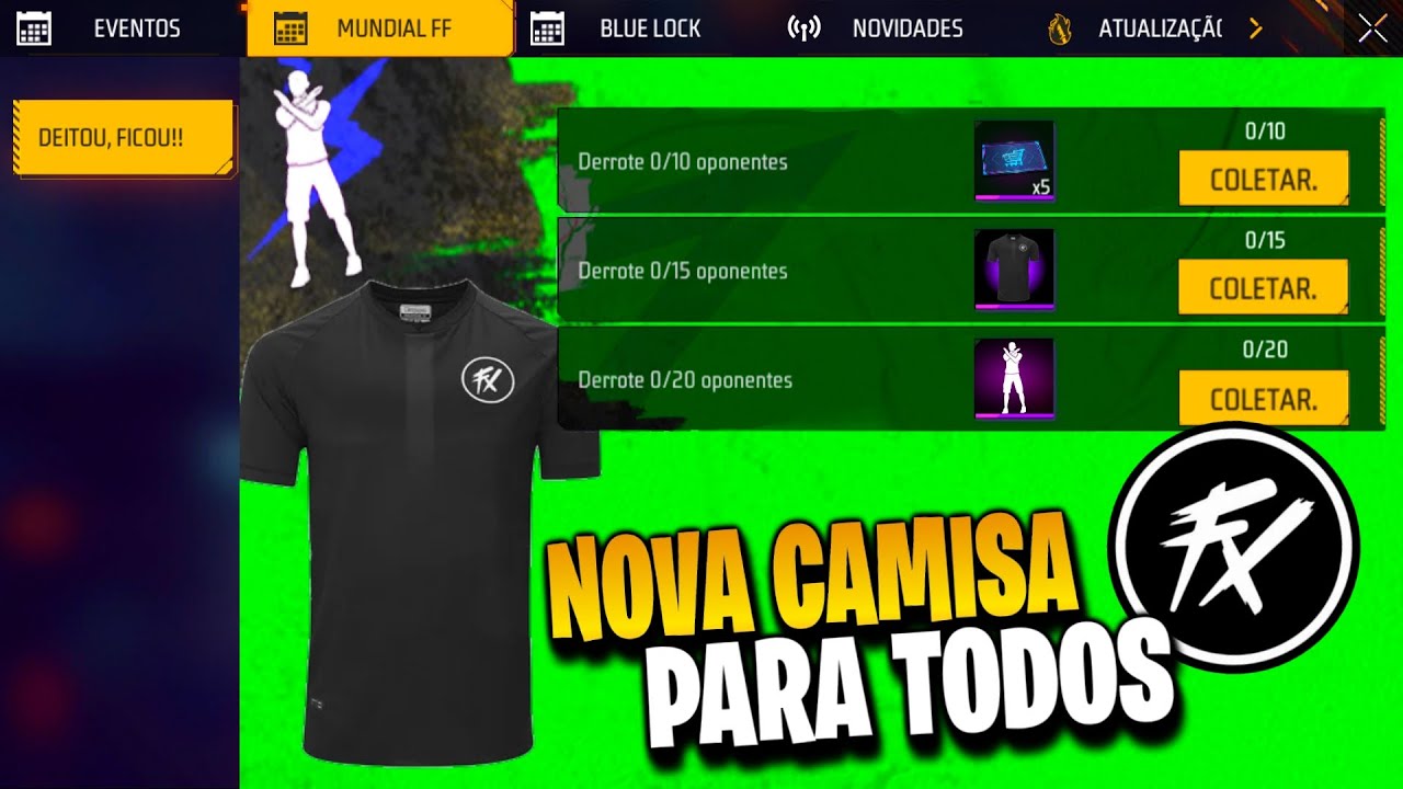 MUDOU!! COMO PEGAR A NOVA CAMISA OFICIAL DO FLUXO NO FREE FIRE E EMOTE VAPO? NOVIDADES FREE FIRE