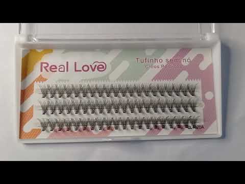 CARTELA DE CÍLIOS TUFINHOS SEM NÓ 12P 10MM 0.10D REAL LOVE BOX COM 10 UN