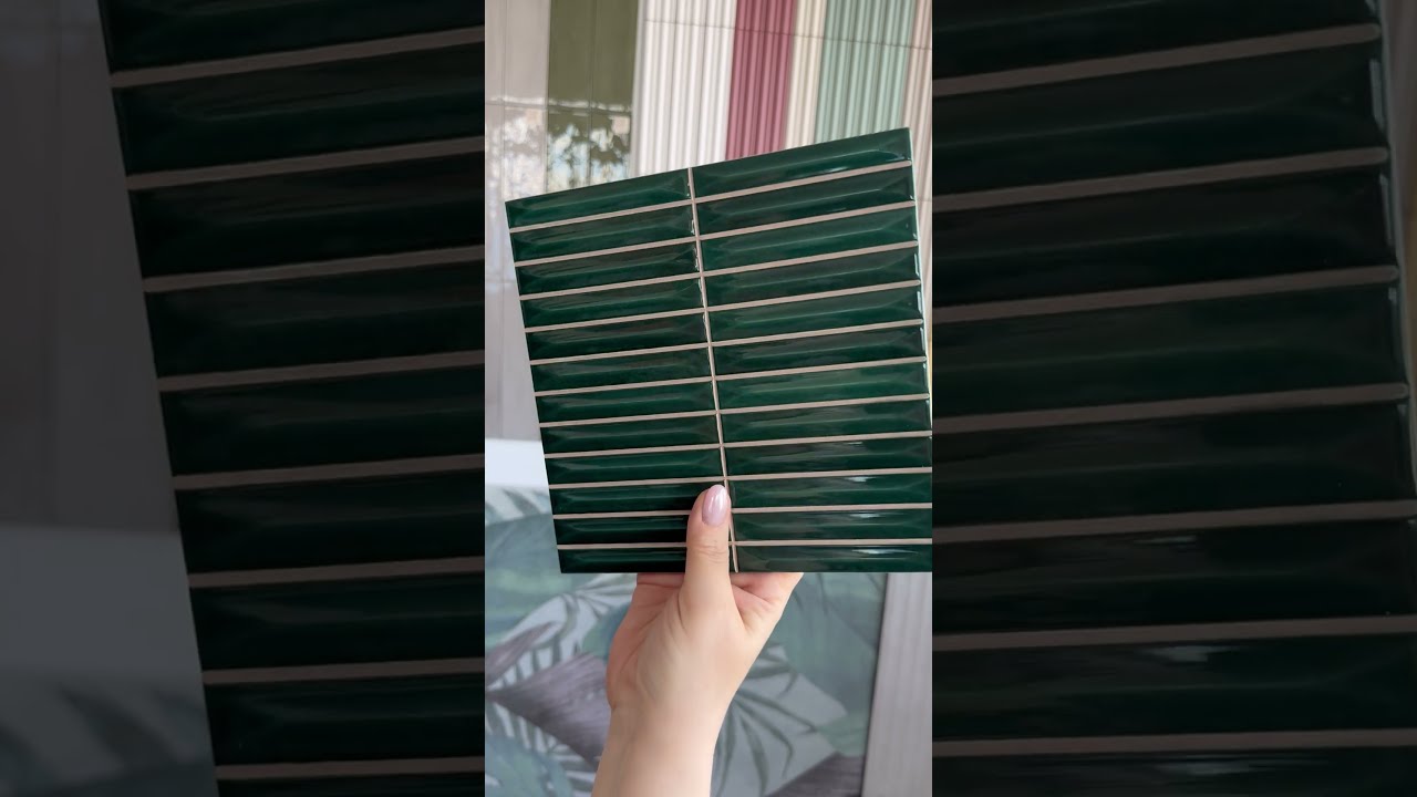 Zielona płytka ścienna kitkat, hiszpańska Vilar Albaro NAIROBI ARROW GREEN do fugowania błyszcząca 20x20 gat. I