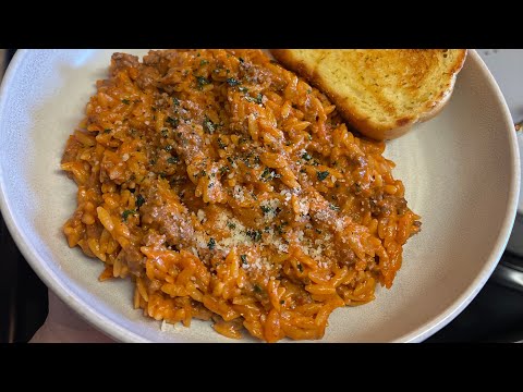 How To Make A Cheesy Ground Beef Orzo Skillet