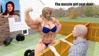 The muscle girl next door / female muscle growth transformation animation