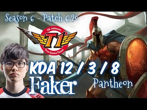SKT T1 Faker PANTHEON vs TRYNDAMERE Mid - Patch 6.20 NA Ranked
