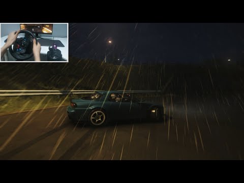 Drifting 1149Hp Mazda RX-7 in heavy rain |Assetto corsa - 4K