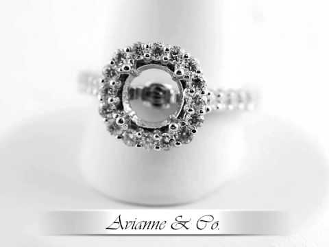 14K White Solid Gold Womens Diamond Round Halo Prong Engagement Ring Setting 1.50 Ctw