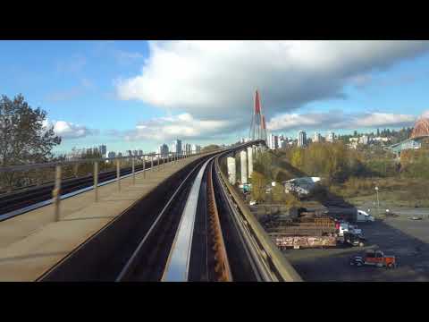 Vancouver SKYTRAIN FULL RIDE: EXPO LINE WESTBOUND END-TO-END From the Front, Plus Extra Angle Shots