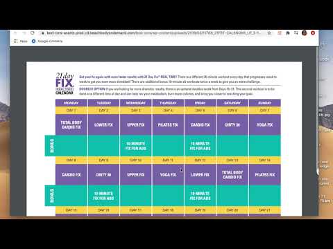 Calendar For 21 Day Fix