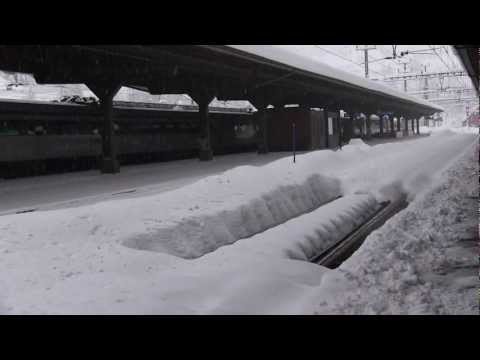 SBB Trains in the wintertime at Goeschenen Gotthard-north-tunnel. Part 1