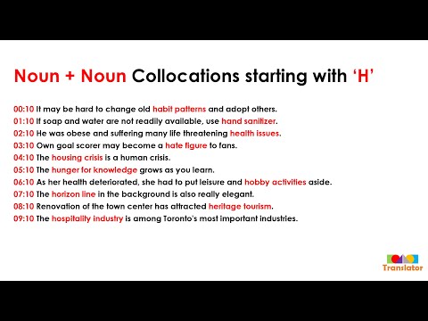 (ENG - TUR)  Noun + Noun Collocations starting with 'H'