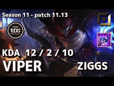 【韓国サーバー/C1】EDG Viper ジグス(Ziggs) VS カリスタ(Kalista) BOT - Patch11.13 KR Ranked【LoL】
