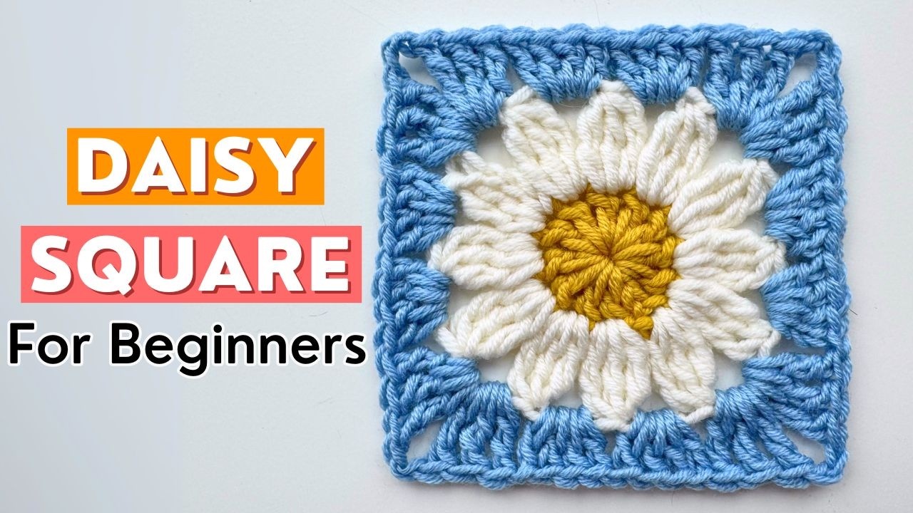 How To Crochet a Daisy Granny Square for Beginners 🌼