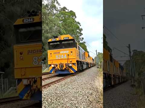 Freight train in slowmo Pacific National 8244, 8232, 8242 (freight rail) & 8238 haul South 30/12/22