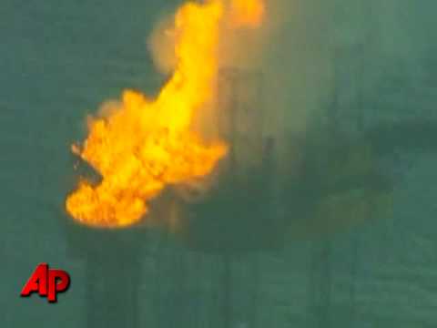 Raw Video: Oil Rig Catches Fire in Australia
