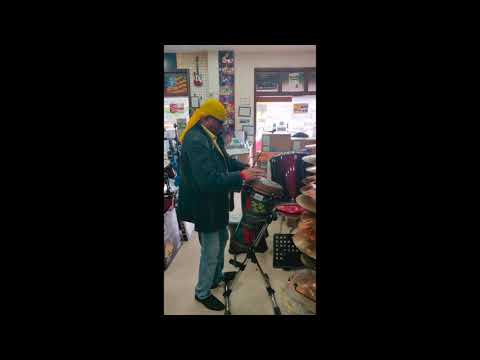 Sivamani plays the Remo djembe at Musicians Mall