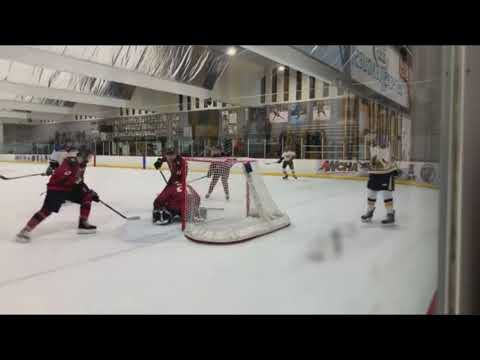 February 16, 2020: NM Warriors Vs NM Ice Wolves #15 white sets up play in front of net