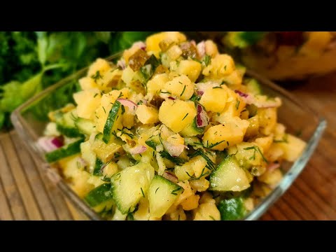 Rustikaler Kartoffelsalat (ohne Mayonnaise). Super Lecker!