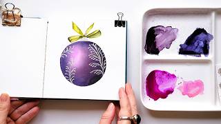 How to Paint Christmas ornament: Festive Christmas Bauble Watercolor Painting