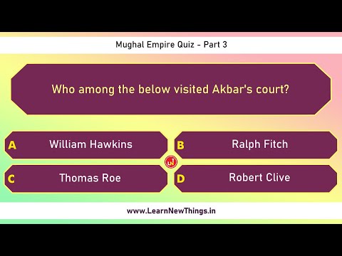 Mughal Empire Quiz - Part 35 - Indian History Quiz - 12 Questions - India General Knowledge