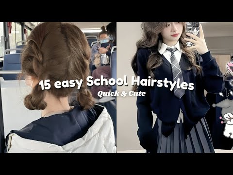 15 easy hairstyle for  school⋆｡‧˚ʚ🍒ɞ˚‧｡⋆ | Quick and cute