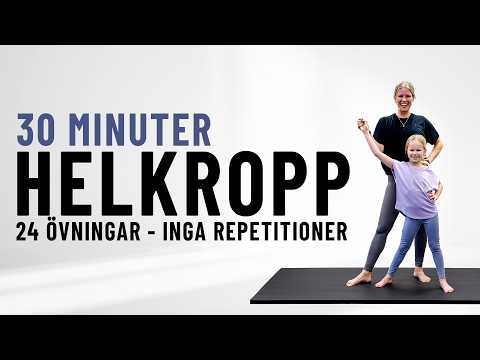 30 MINUTER HEMMATRÄNING: Helkroppspass med 24 övningar utan repetitioner - styrka och puls i 6 block