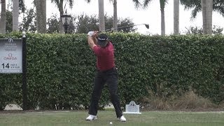 RETIEF GOOSEN LATE 2013 DRIVER GOLF SWING - FACE ON REGULAR & SLOW MOTION  - 1080p HD