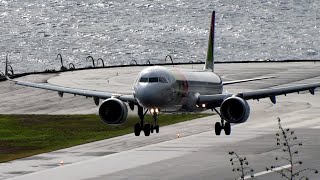 Madeira's Windy Approach to Runway with a Heavy Crosswind Challenge!