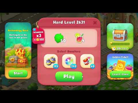 Gardenscapes 2631 Hard Level - 15 moves - NO BooSTERS