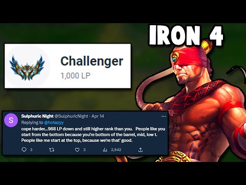 Most Delusional Iron 4 Player plays Lee Sin Jungle on his bought 1000 LP Challenger Account
