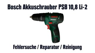 Bosch Akkuschrauber PSB 10,8 Li-2 – Fehlersuche / Reparatur / Reinigung (Motor raucht, qualmt)