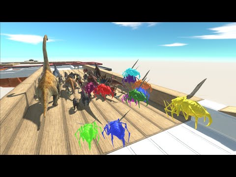 Units trying to escape from Neon Swarm - Animal Revolt Battle Simulator