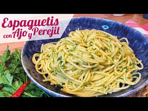 ESPAGUETIS CON AJO Y PEREJIL 🧄 Receta de pasta fácil y rápida