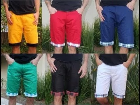 bermuda jeans masculina colorida
