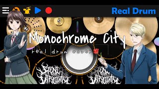 100th COVER!! | Monochrome City | Real Drum Cover | It's too sick to call this love OP