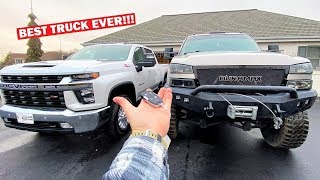 Download the video "BRINGING HOME MY NEW 2020 DURAMAX!!! First Drive + 12" Lifted LLY Size Comparison!"