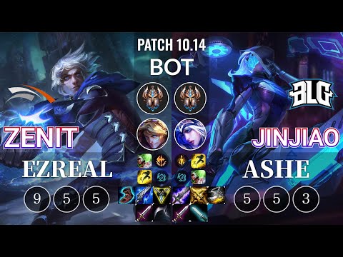 HLE Zenit Ezreal vs BLG Jinjiao Ashe Bot - KR Patch 10.14