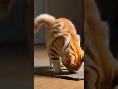 "Cat Tries Yoga but Ends Up in a Funny Position!"