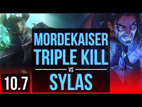 MORDEKAISER vs SYLAS (TOP) | Triple Kill, 8 solo kills, KDA 23/4/10 | KR Grandmaster | v10.7
