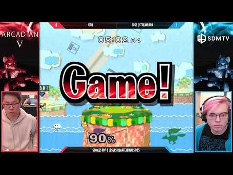 Arcadian 5 - Jeph (Fox) vs. Streamlord (Fox) - Singles Top 8 Losers Quarterfinals - Smash Melee
