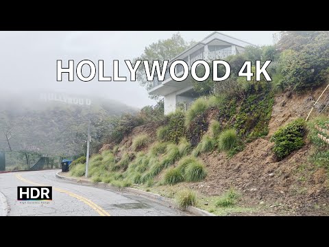Rainy Hollywood 4K - Downtown to Hollywood Sign - Morning Drive