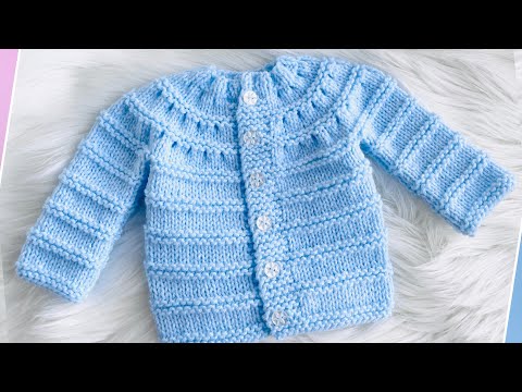 ¡Aprende a tejer lindo sweater cardigan Lily top down para principiantes! | Dos agujas paso a paso