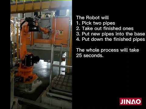 Robot automatic sandblasting machine for seamless steel pipes used for Toyota机器人自动喷砂机