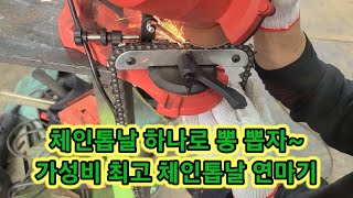 체인톱날 하나로 뽕뽑기 가성비최고 체인톱날 연마기,연삭기,갈기,교체,체인톱추천,엔진톱추천,사용방법,엔진톱날갈…