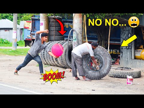 Tyre Blast Prank with Popping Balloons | Crazy REACTION with Popping Balloon Prank (Part 10)
