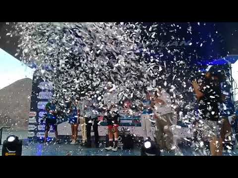 El festejo de la 2da Etapa Vuelta San Juan ciclista Fernando Gaviria 28-01-2019