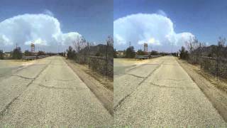 preview picture of video 'Center of the World Road to Felicity, California, 3D Film, 22 August 2013, Ominous Storm Cloud'